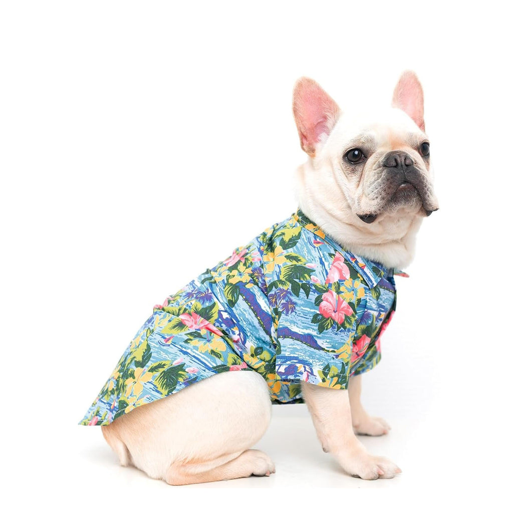 Breathable Dog Hawaiian Shirt – Floral & Sea Island Pattern Summer Clothes