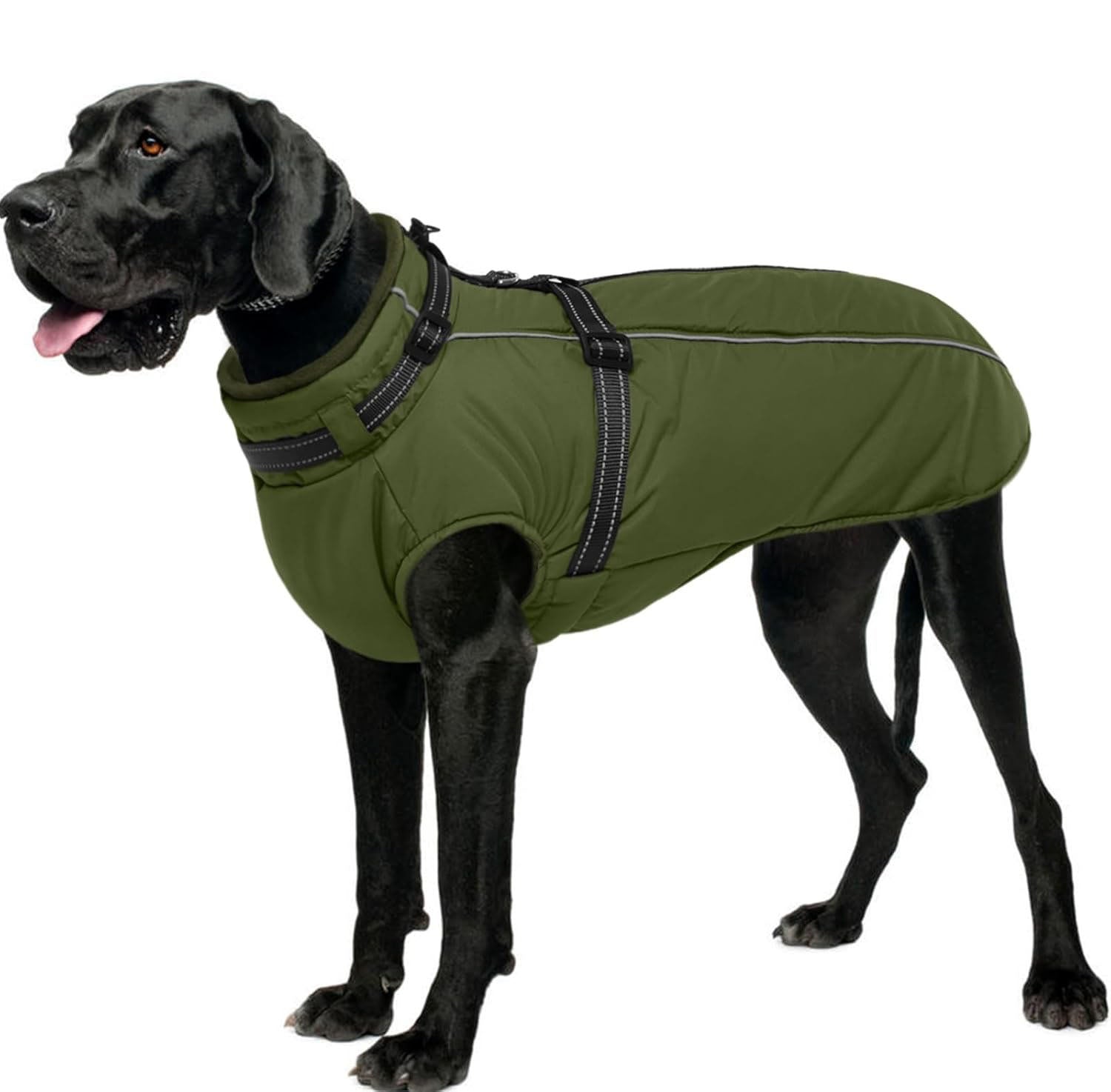 Waterproof Dog Jacket with Harness Built In – Reflective Fleece Zip Coat