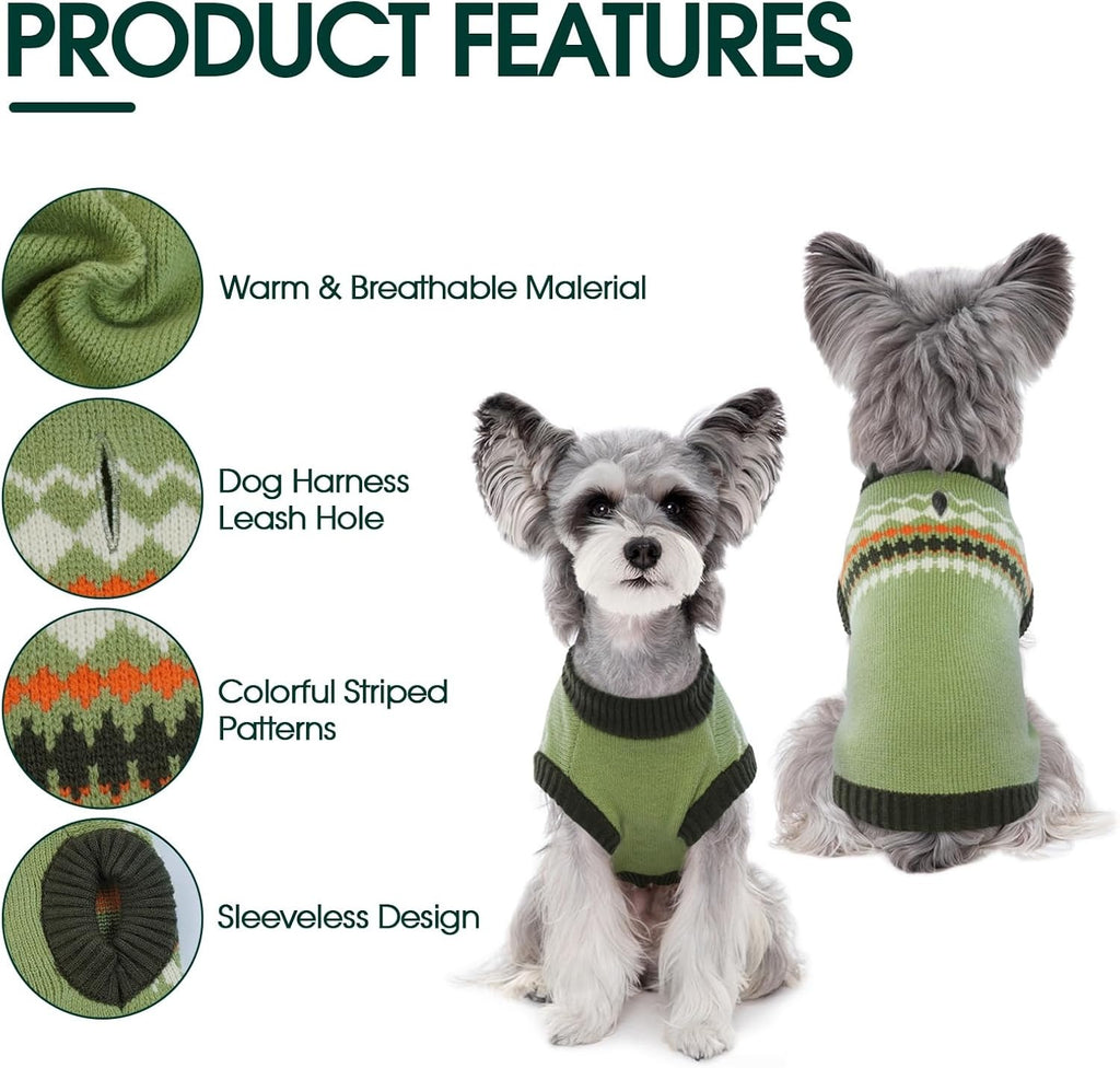 Thermal Dog Sweater with Leash Hole – Sleeveless Knit Pullover