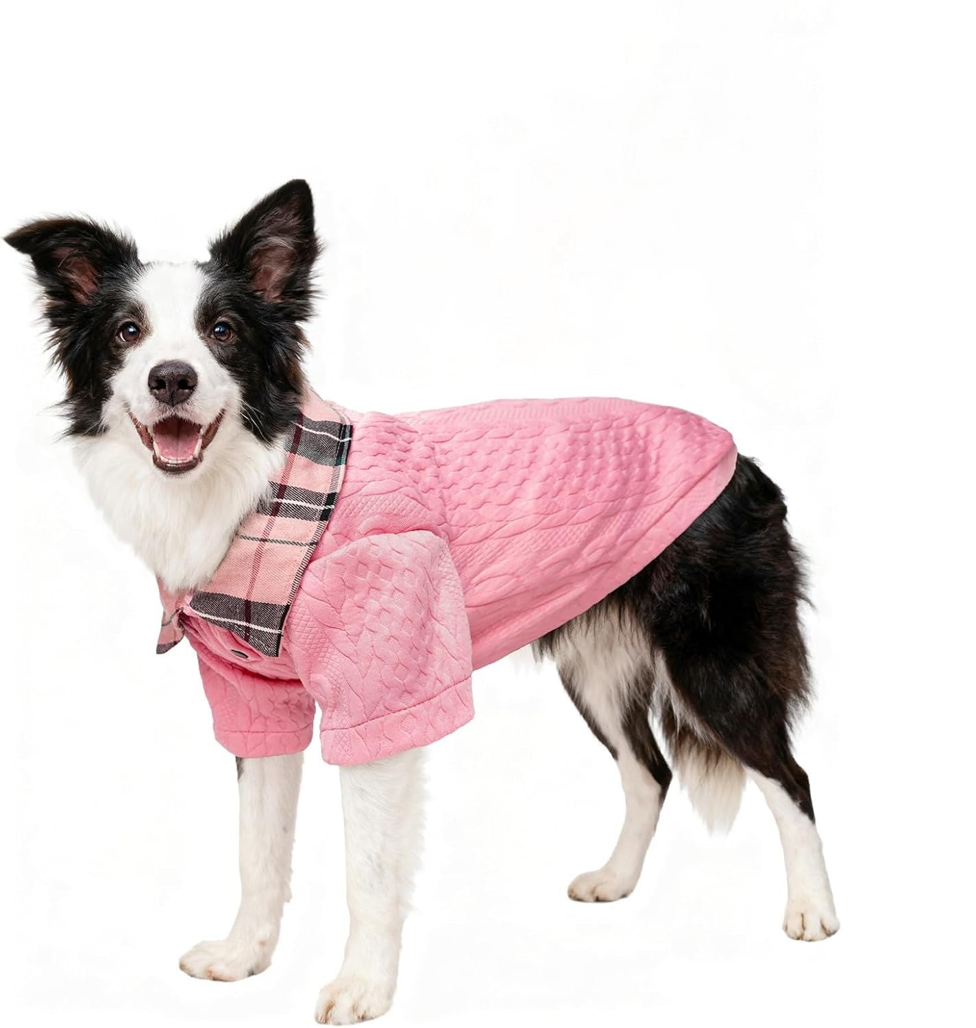 Dog Sweater with Faux Shirt Collar – Hoodie Pullover for Small Medium Dogs Winter