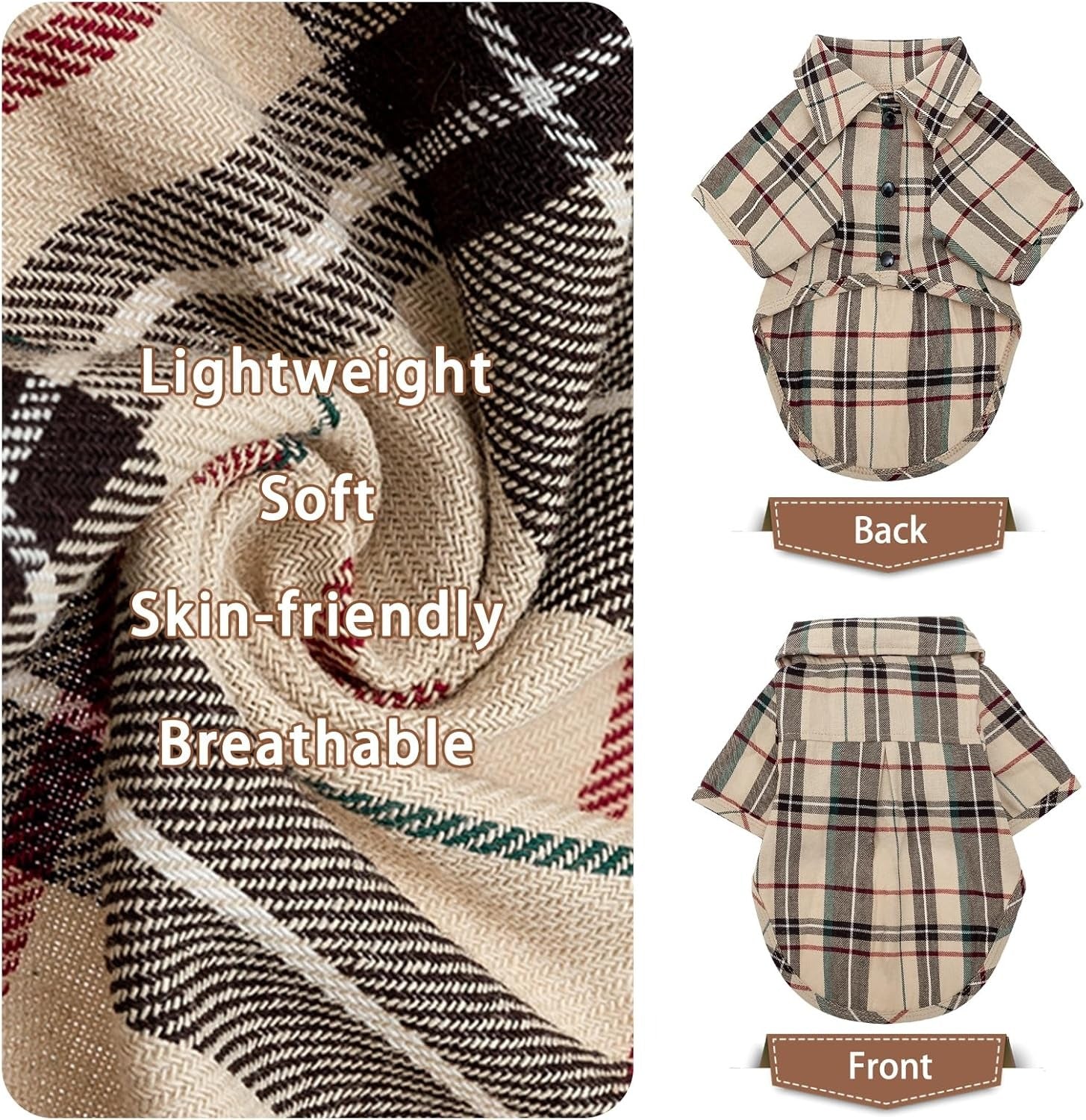 Plaid Dog Shirt – Cute Puppy Polo T-Shirt for Small Medium Dogs
