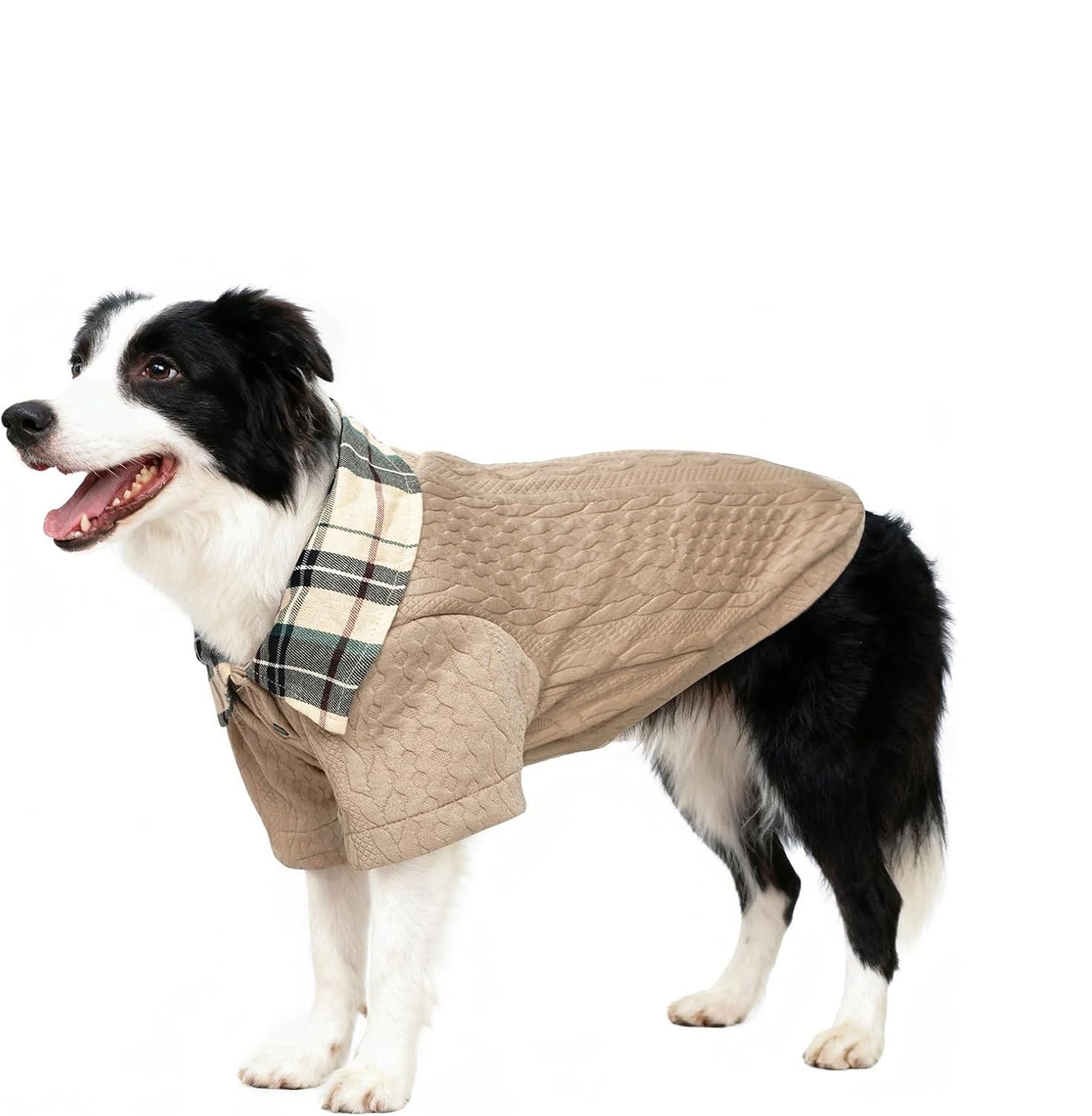 Dog Sweater with Faux Shirt Collar – Hoodie Pullover for Small Medium Dogs Winter