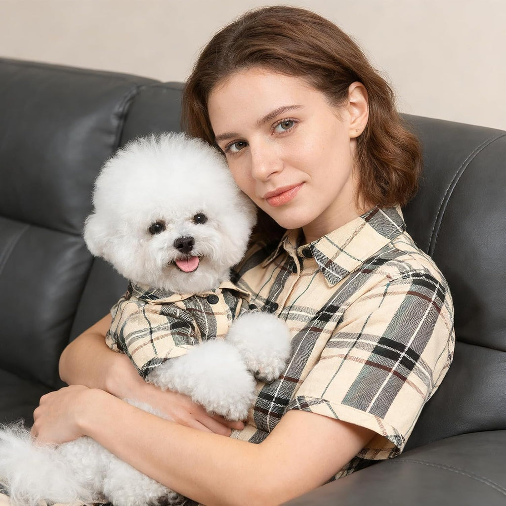 Plaid Dog Shirt – Cute Puppy Polo T-Shirt for Small Medium Dogs