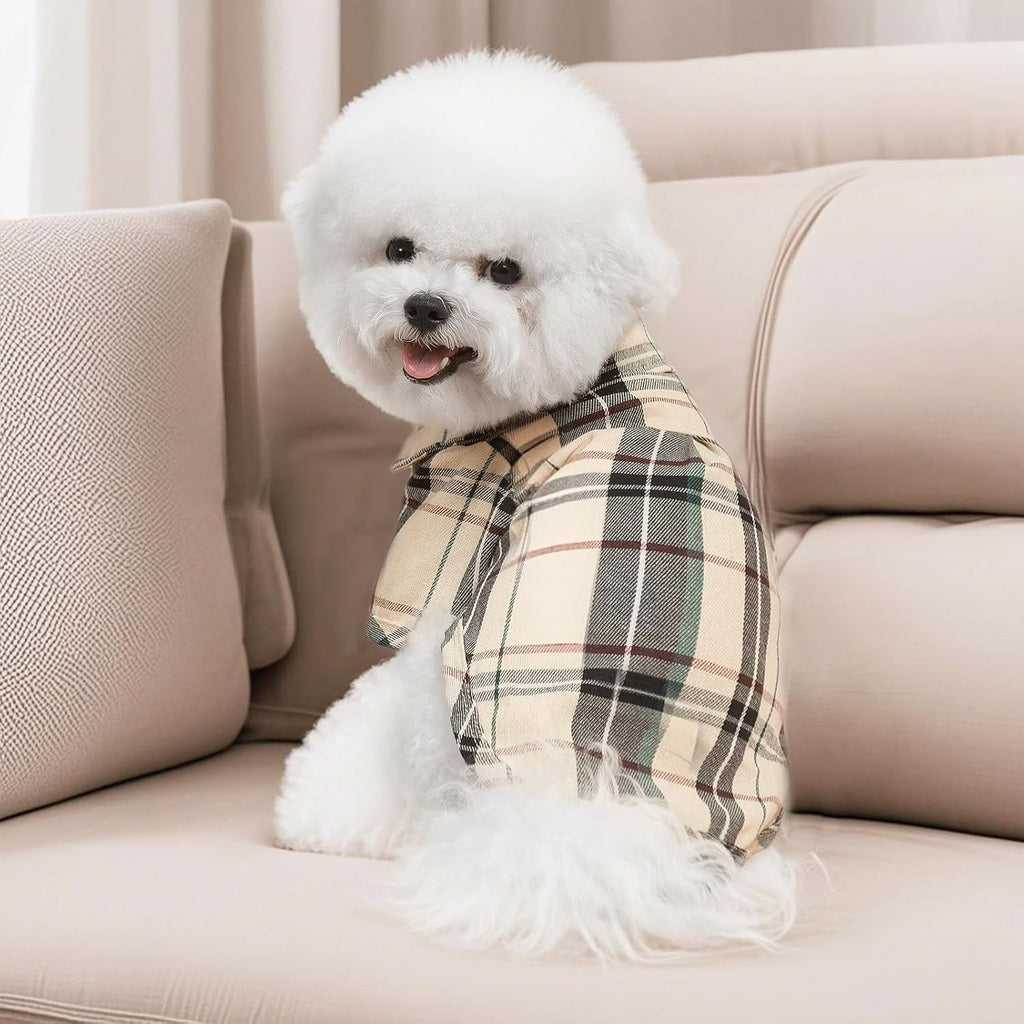 Plaid Dog Shirt – Cute Puppy Polo T-Shirt for Small Medium Dogs