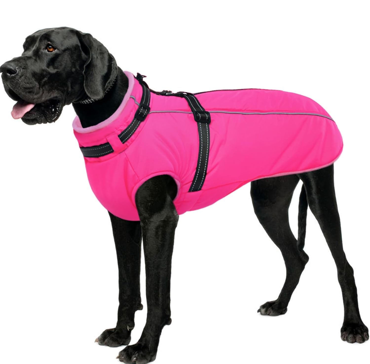 Waterproof Dog Jacket with Harness Built In – Reflective Fleece Zip Coat