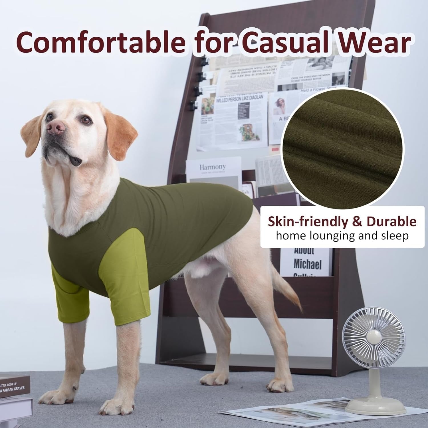 Stretchy Breathable Cotton Large Dog T-Shirt – Easy On/Off Summer Clothes