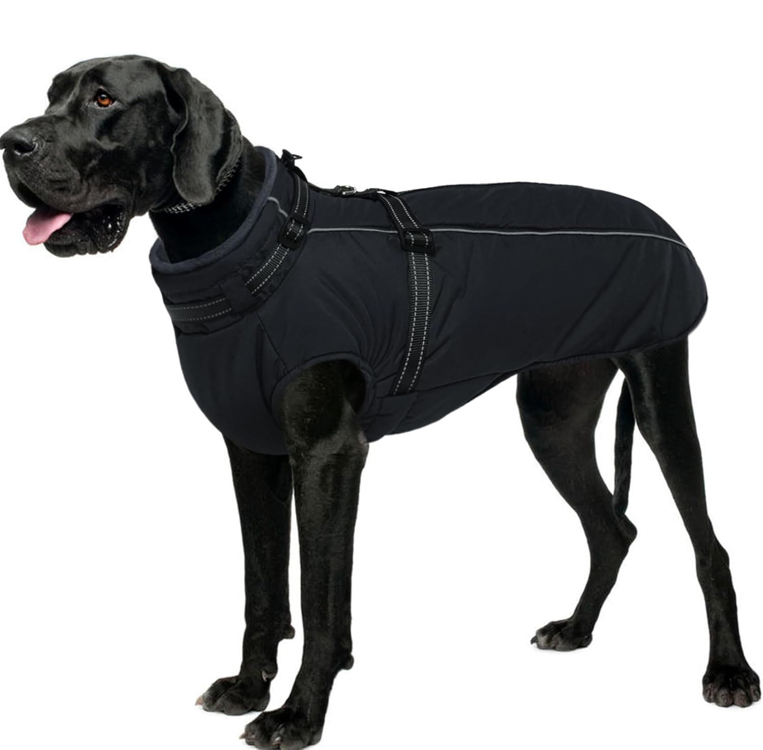 Waterproof Dog Jacket with Harness Built In – Reflective Fleece Zip Coat
