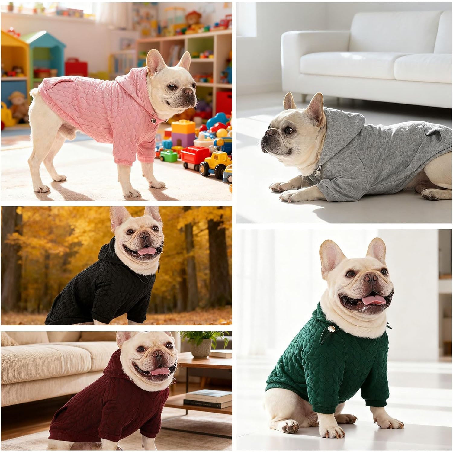 Textured Cable Knit Basic Dog Hoodie – Sweater with Leash Hole and Pocket