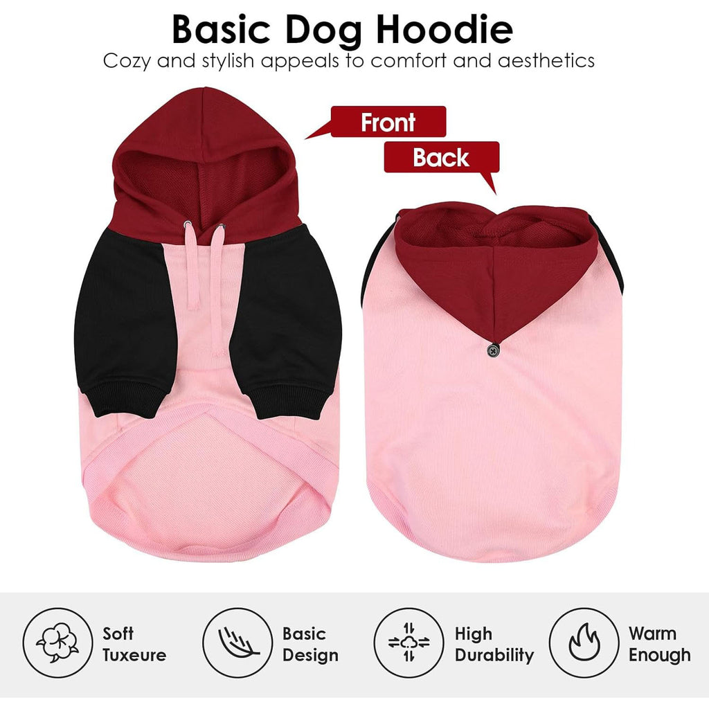 Basic Dog Hoodie for Small Dogs – Color Block Design Warm Soft Sweatshirt