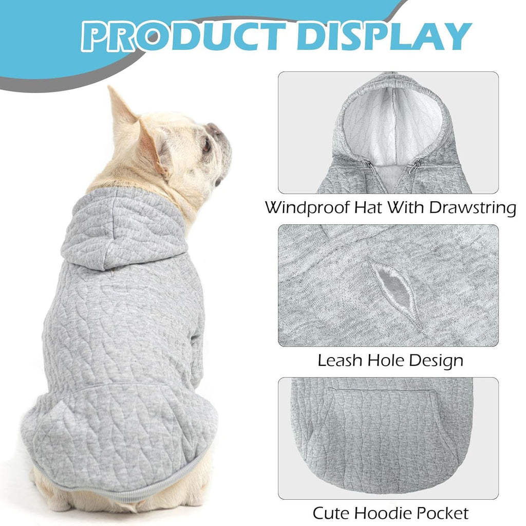 Textured Cable Knit Basic Dog Hoodie – Sweater with Leash Hole and Pocket