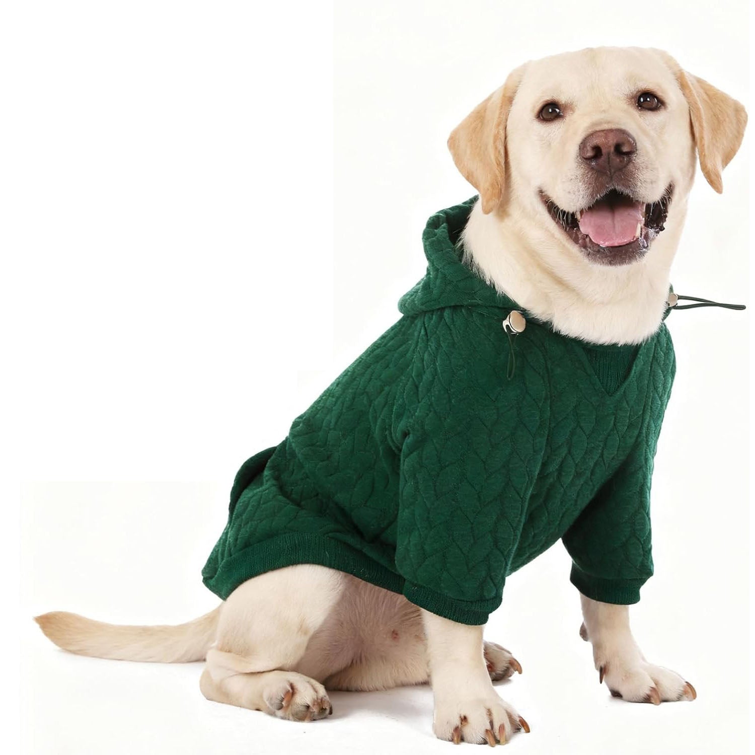 Textured Cable Knit Basic Dog Hoodie – Sweater with Leash Hole and Pocket