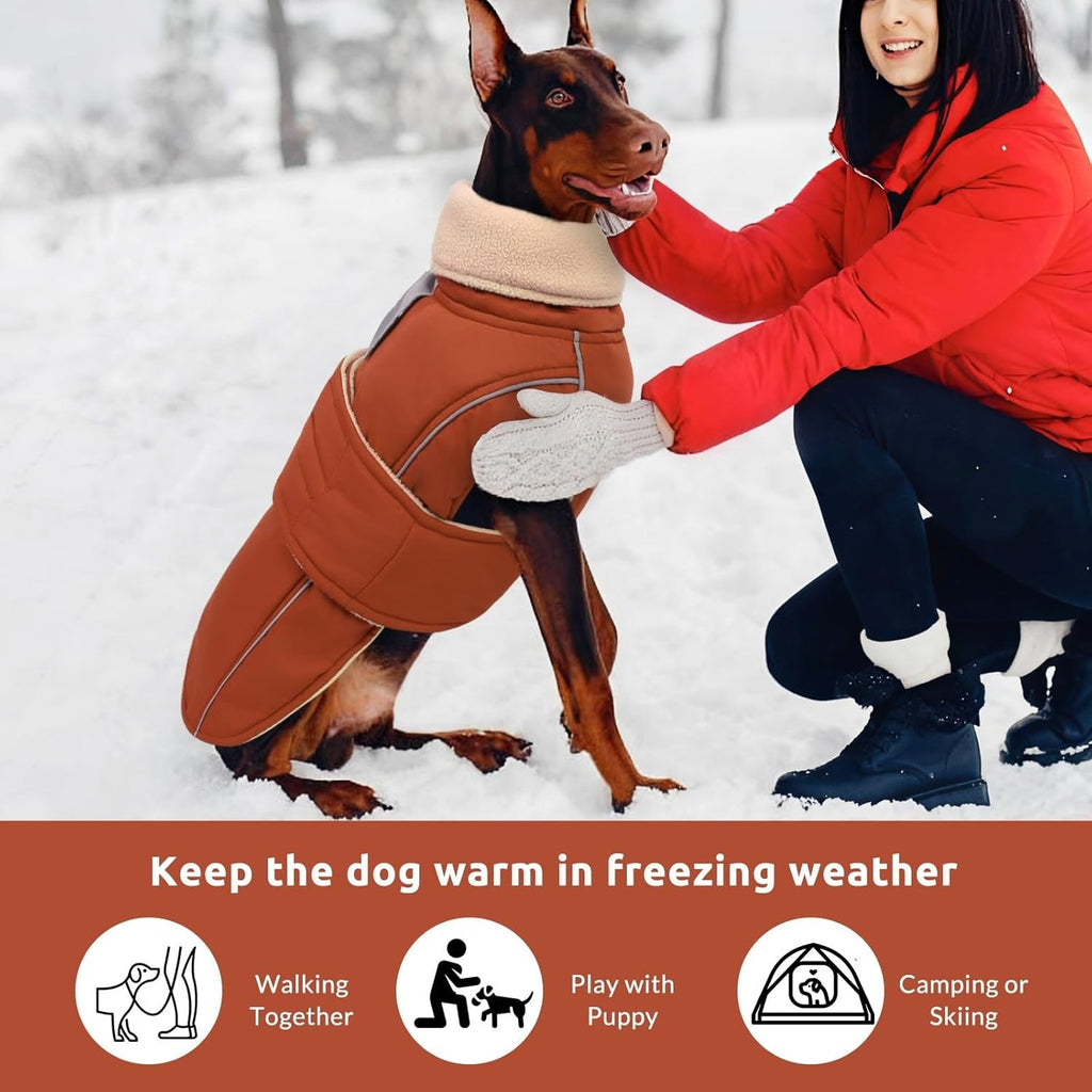 Waterproof Dog Jacket – Reflective Fleece Vest with Turtleneck & Button Closure