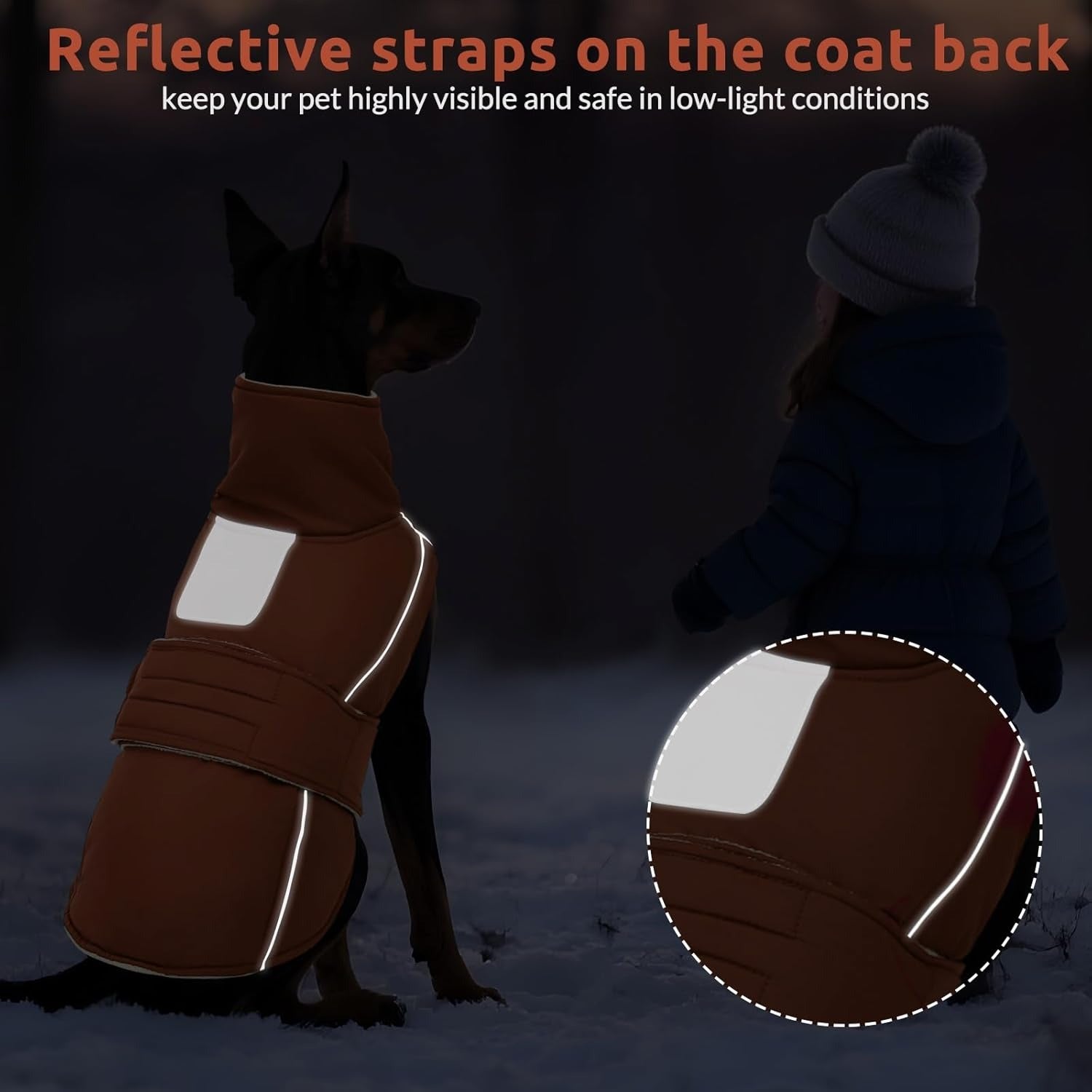 Waterproof Dog Jacket – Reflective Fleece Vest with Turtleneck & Button Closure