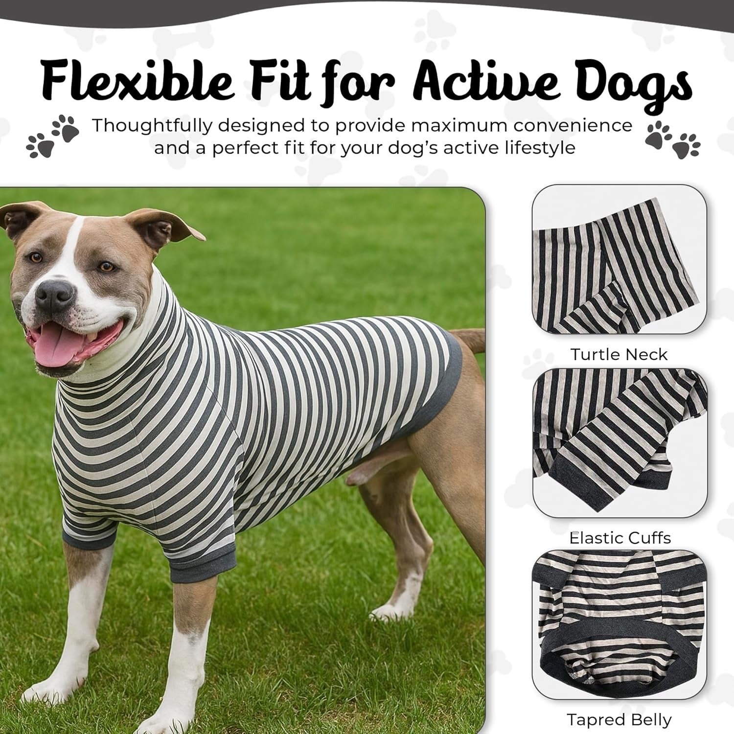 Soft Cotton Spandex Dog Shirt – Mid-Length Sleeves with Full Belly Coverage