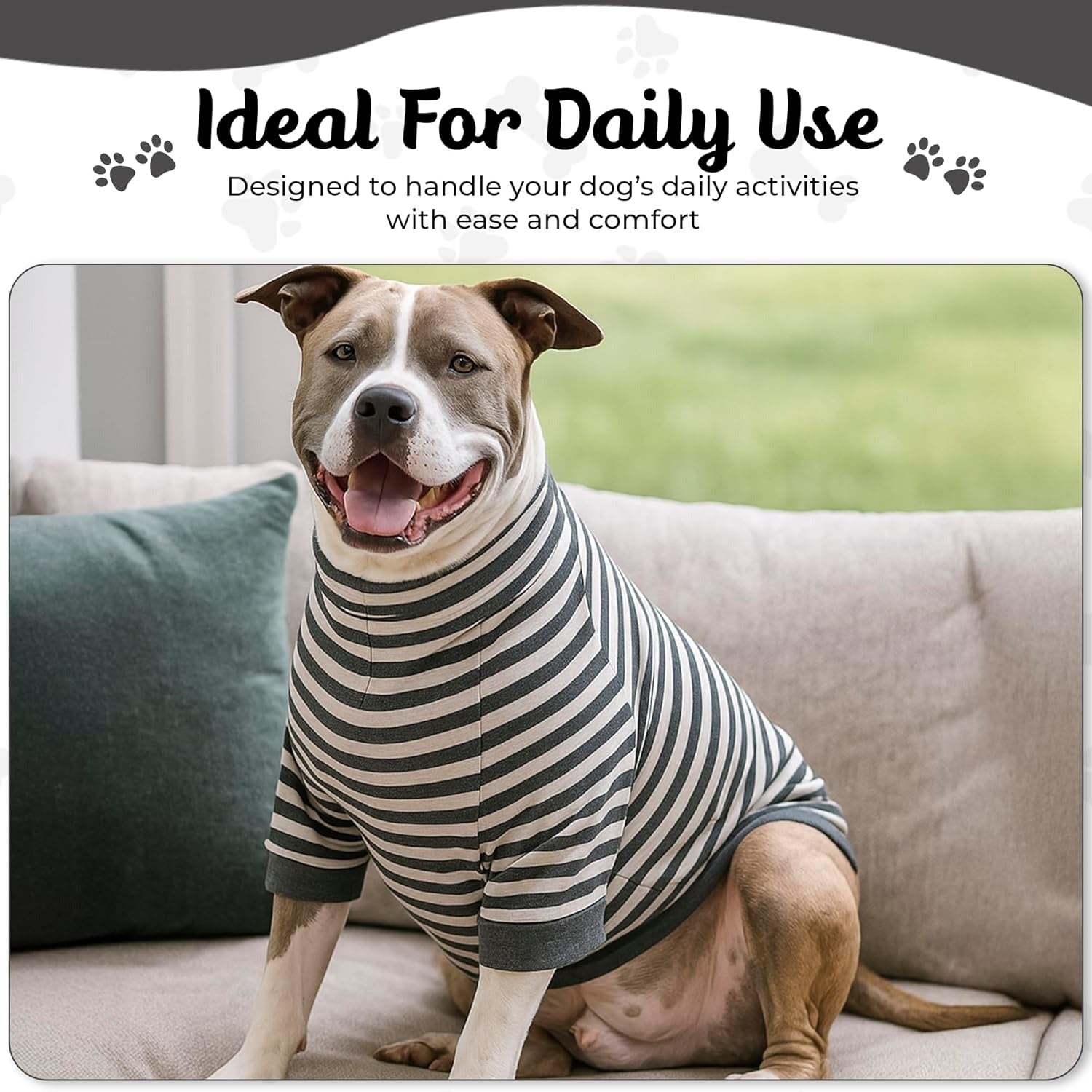 Soft Cotton Spandex Dog Shirt – Mid-Length Sleeves with Full Belly Coverage